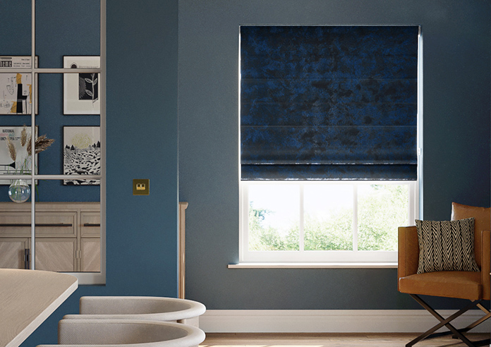 Cyrus Crushed Velvet, Royal Blue - Roman Blind - Image 3